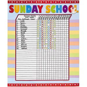 Fun Express Sunday School Attendance Sticker Chart – Colorful Engaging Design for Tracking Kids Attendance and Rewarding Progress – Perfect for Positive Reinforcement in Religious Education – 6 Pieces
