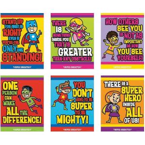 Fun Express Superhero Character Poster Set – 6 Pieces – Educational And Learning Activities For Kids