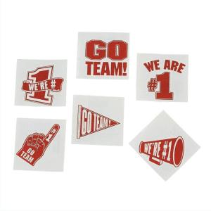 Red Go Team – We are Number 1 Temporary Tattoos (set of 72) School Spirit Supplies