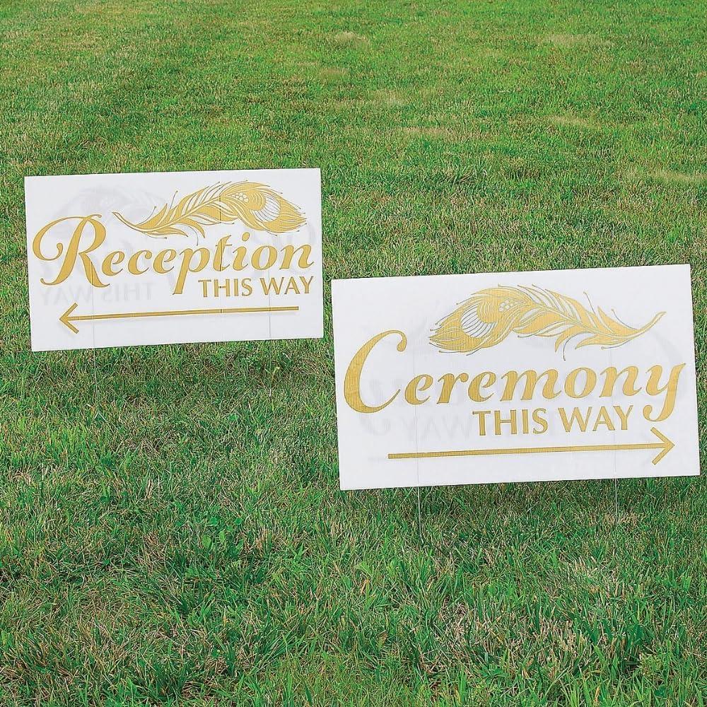 imageFun Express 29quot x 17quot DoubleSided Wedding Directional Sign Set 2pc Party ampamp Yard Decor Directional Signs for Weddings Event Decor 2 Pieces