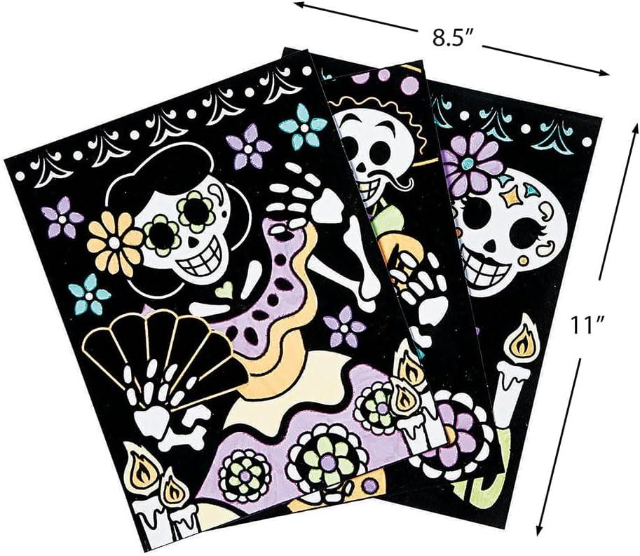 imageFun Express Color Your Own Fuzzy Day of The Dead Posters 85quot x 11quot Set for Kids Crafts and Fun Home Activities Creative Halloween Decor 24 Pieces