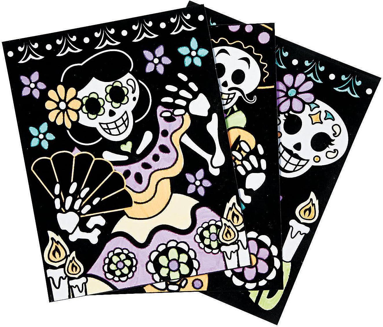 imageFun Express Color Your Own Fuzzy Day of The Dead Posters 85quot x 11quot Set for Kids Crafts and Fun Home Activities Creative Halloween Decor 24 Pieces