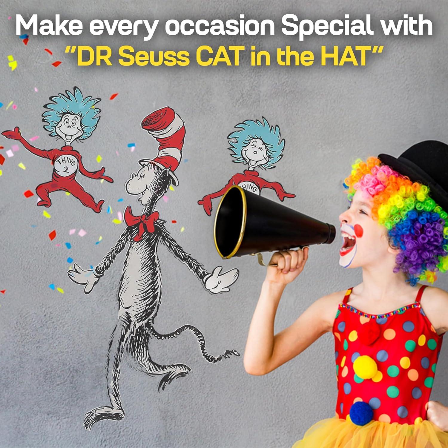 imageFun Express Dr Seuss Cat in The Hat Jointed Cardboard Cutouts 3 Pack Premium Party Decorations for Classroom Birthday Baby Shower Thing 1 Thing 2 Bulletin Board Decor for Teachers ampamp Parents