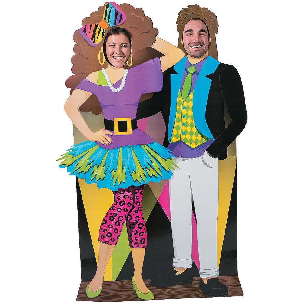 imageAwesome 80s Couple LifeSize Cardboard Cutout StandUp  4275quot x 68quot 1 Piece  OneSided Photo Prop Simple Assembly  Perfect for 80s Proms Homecoming Birthdays ampamp Corporate Themes