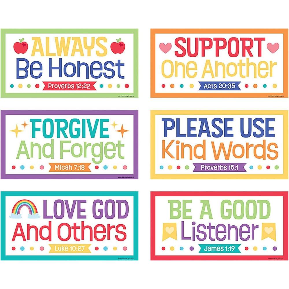 imageColorful Bible Classroom Rules Poster Set  6 Pieces