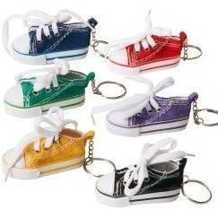 Fun Express – Canvas Tennis Shoe Key Chain – Apparel Accessories – Key Chains – Novelty Key Chains – 12 Pieces