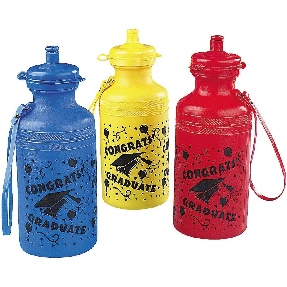 imageFun Express 12 Pieces Graduation Sport Water Bottles 18 oz BPA Free Plastic Graduation Party Supplies Drinkware Water Bottles ampamp Canteens MultiColor
