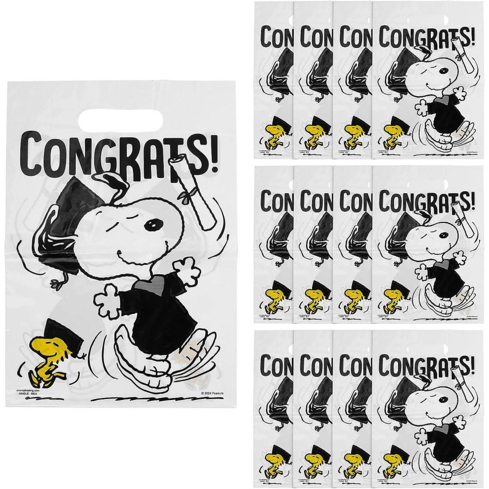 imageFun Express 9 14quot Peanuts Snoopy Graduate Plastic Goody Bags  12 pieces