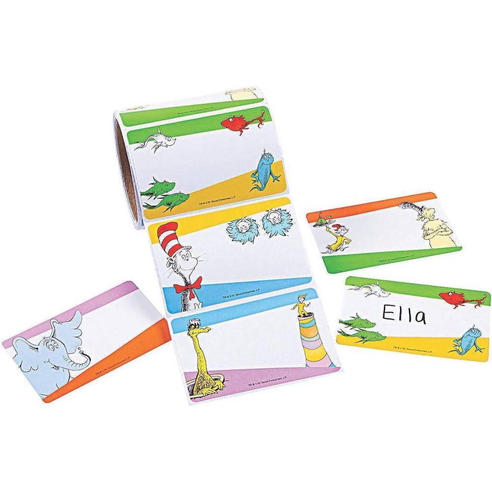 imageFun Express Dr Seuss Character Name Tag Labels  1 Roll with 100 Labels  Classroom School Supplies