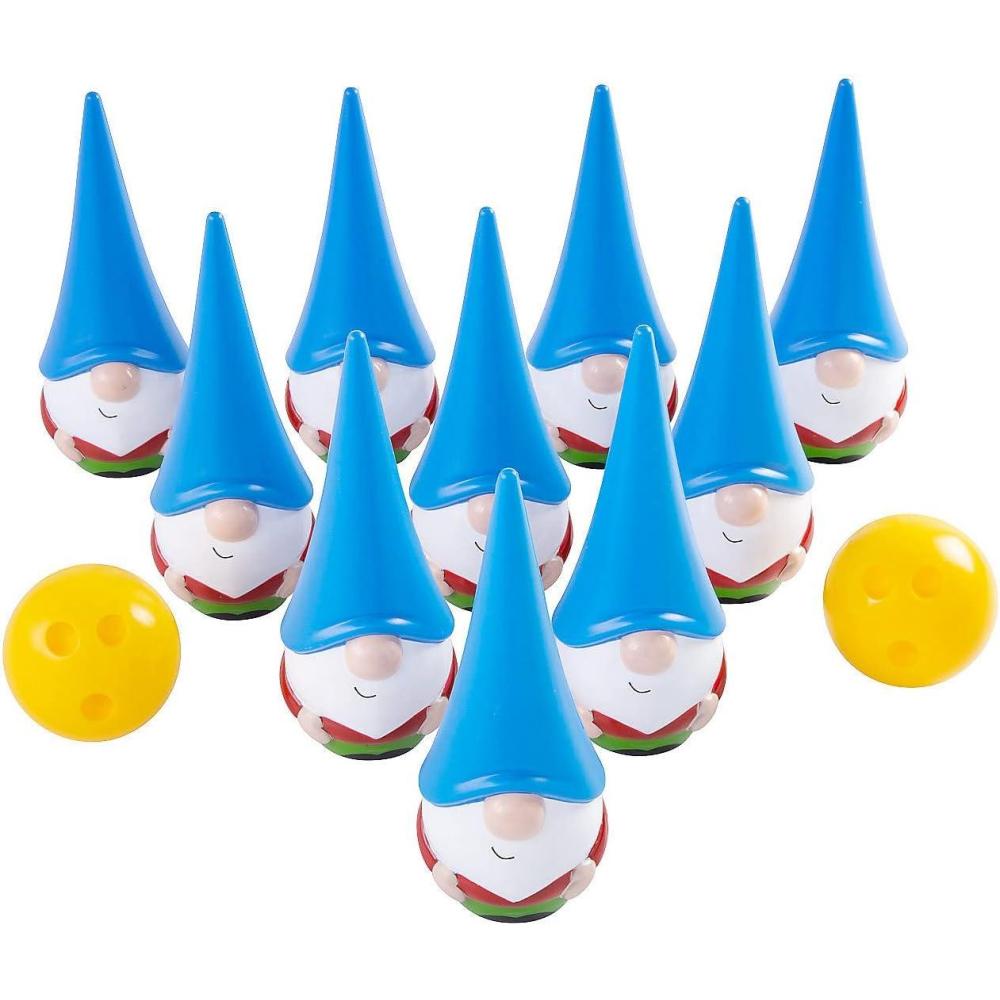 imageFun Express Gnome Bowling Set Christmas Winter and Holiday Activites 12 Piece Set Includes Ten Pins and Two Balls Great for School Church and Work Parties