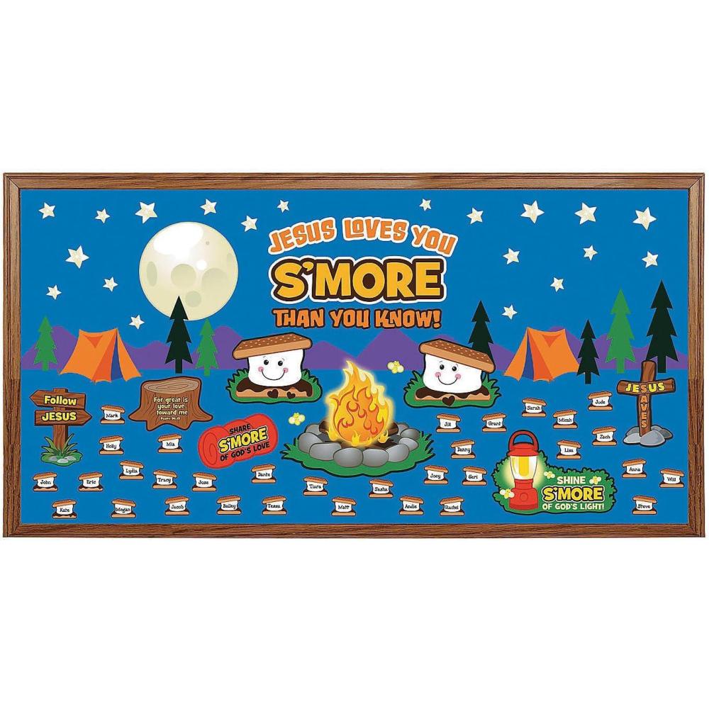 imageFun Express Jesus Loves You SMore Bulletin Board Set  Religious VBS and Sunday School Decor  VBS Vacation Bible School SuppliesDecor  103 Pieces