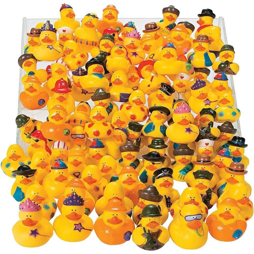 imageFun Express Mega Rubber Ducky Assortment  100 Pieces  Favors Giveaways Rewards Gifts Takeaways Kids Birthday Christmas Easter Halloween