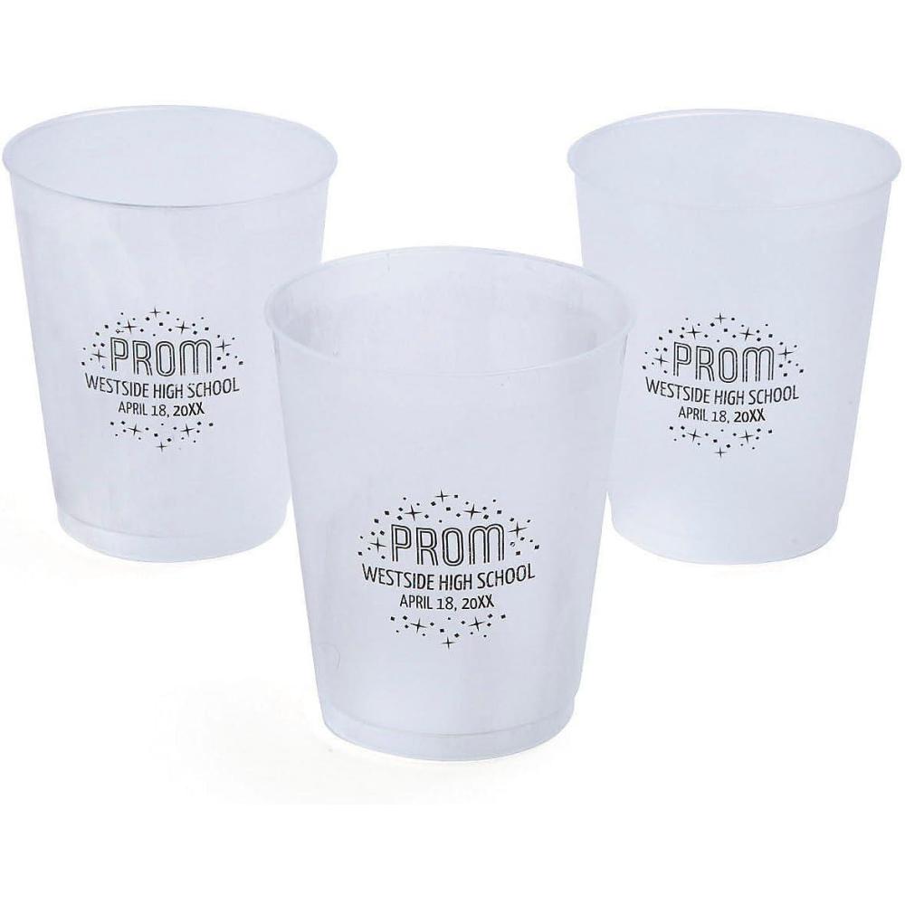 imageFun Express Personalized Prom Frosted Reusable Plastic Cups 16 oz Bulk 50 Ct