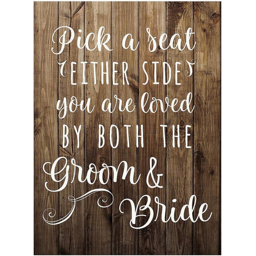 imageFun Express Pick a Seat Not a Side Wedding Sign Premium 17x23 inch Rustic Farmhouse Style Ceremony Decor Open Seating Welcome Sign for Country Barn Weddings ampamp Reception Entrance