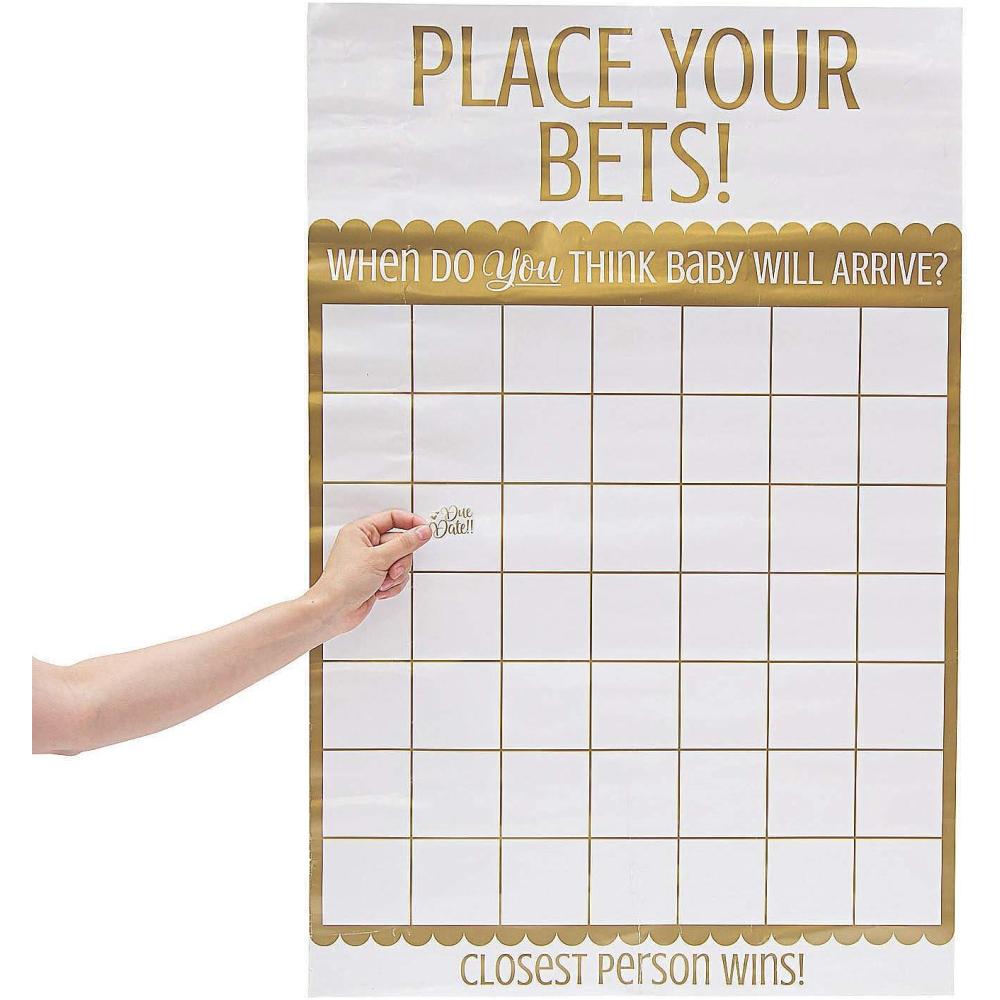 imageFun Express Place Your Bets Baby Born Date Game  Fun Baby Shower Game for Guessing Babys Birth Date  Perfect Gender Reveals Baby Showers ampamp Special Occasions  Includes Game Board ampamp Sticker  1 Set