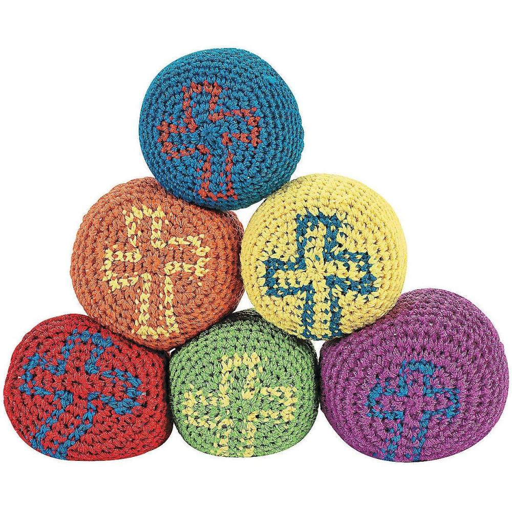 imageFun Express Religious Cross Knitted Kick Balls Set of 12 Sunday School and VBS Supplies
