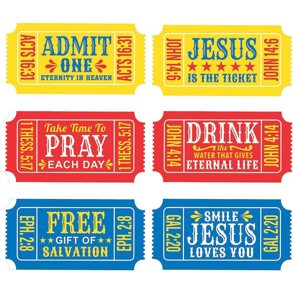imageFun Express Religious Giant Carnival Ticket Cutouts  Party Decor  VBS Vacation Bible School SuppliesDecor  6 Pieces