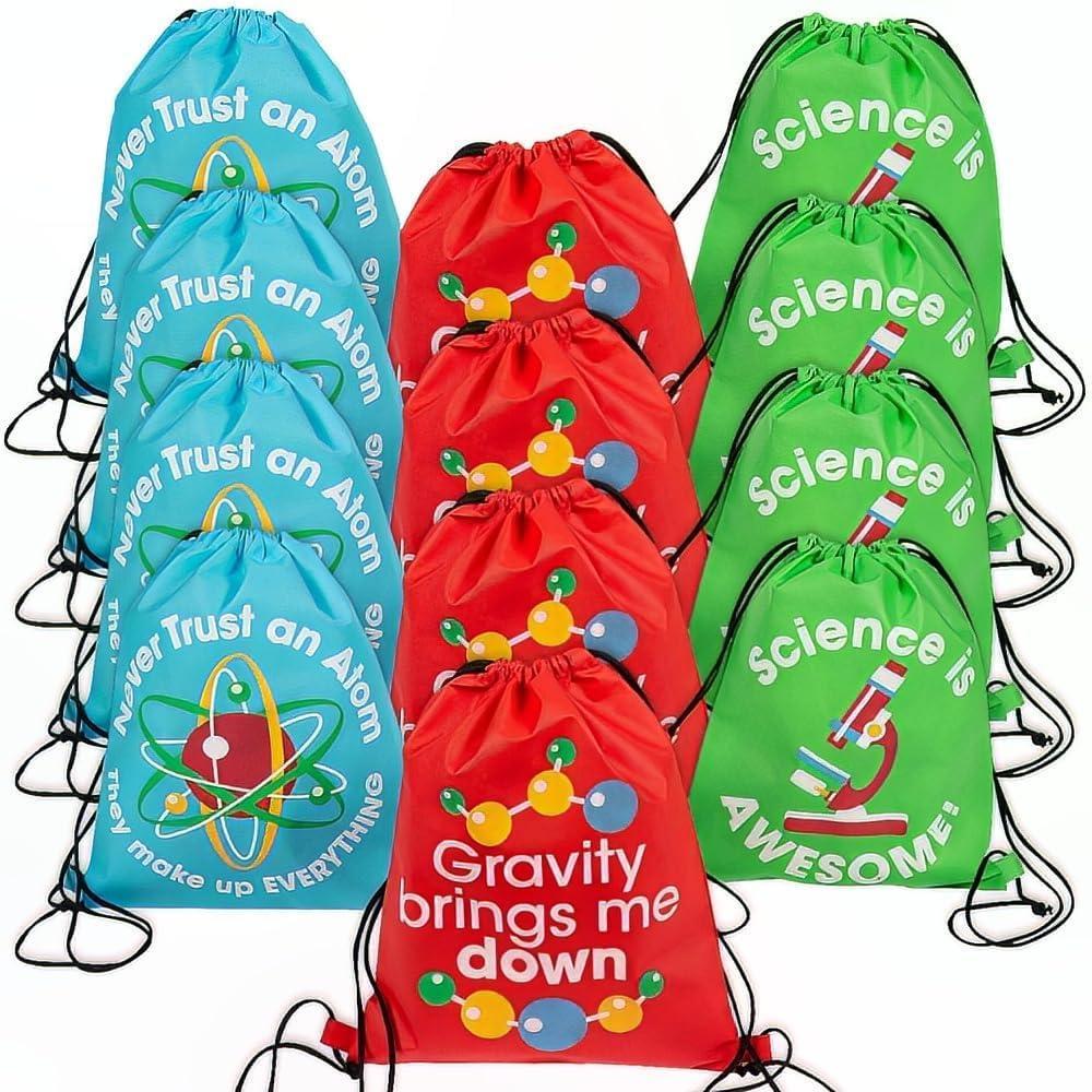 imageFun Express Science Party Drawstring Backpacks ampamp Favor Bags  Durable Polyester  Perfect for Science Camps Kids  Parties ampamp STEM Activities  Ideal for Fun Celebrations  12quot x 145quot  12 Pieces