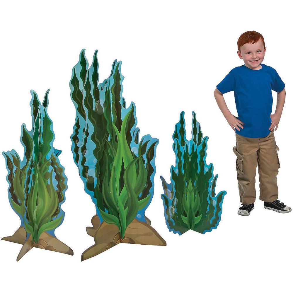 imageFun Express Seaweed Cardboard Stand Ups Set of 3 Under The Sea Party Decorations for Ocean Themed Birthday Baby Shower Lifesize Cutouts for Classroom Underwater Decor 1844 Inch Tall Props