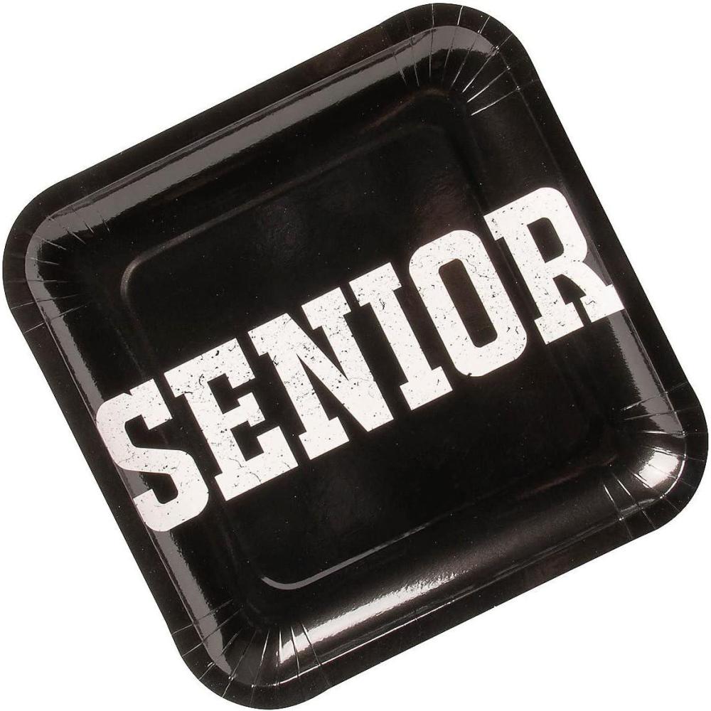 imageFun Express Senior Graduation Party Square Paper Dinner Plates Disposable Dinnerware Set for Party  Premium Heavy Duty Dinner Plates  Plates for wedding and Birthda  25 Pieces
