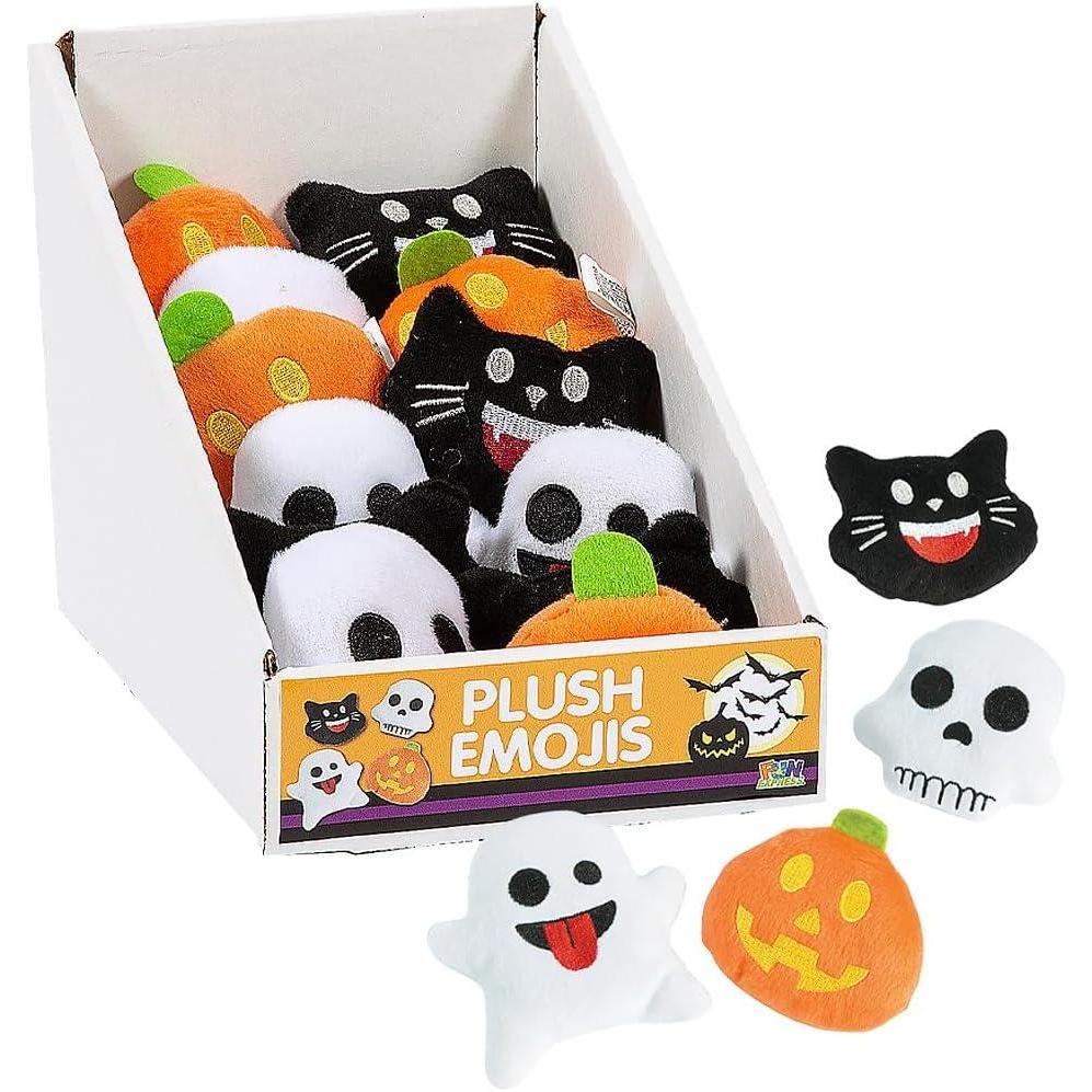 imageFun Express Spooky Halloween Plush Emojis Stuffed Toys  35quot Pack of 12  Assorted Designs  Perfect for TrickorTreat Bags Halloween Party Favors and Themed Decorations
