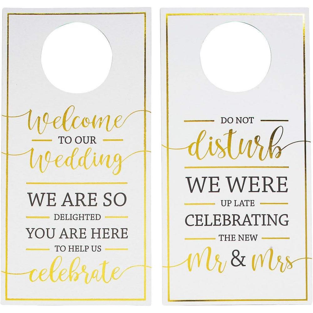 imageFun Express Wedding Hotel Door Hangers 85 inch  DoubleSided Do Not Disturb Signs for Wedding Party Decor  Perfect for Celebrations  24 Pieces  White ampamp Gold