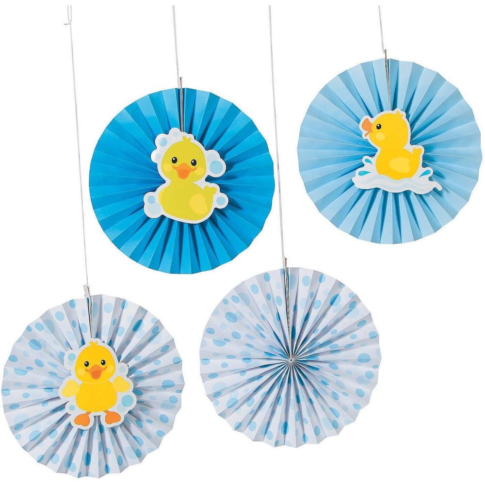 imageRubber Ducky Hanging Fans  Set of 12  Baby Shower Gender Reveal and Birthday Party Decor