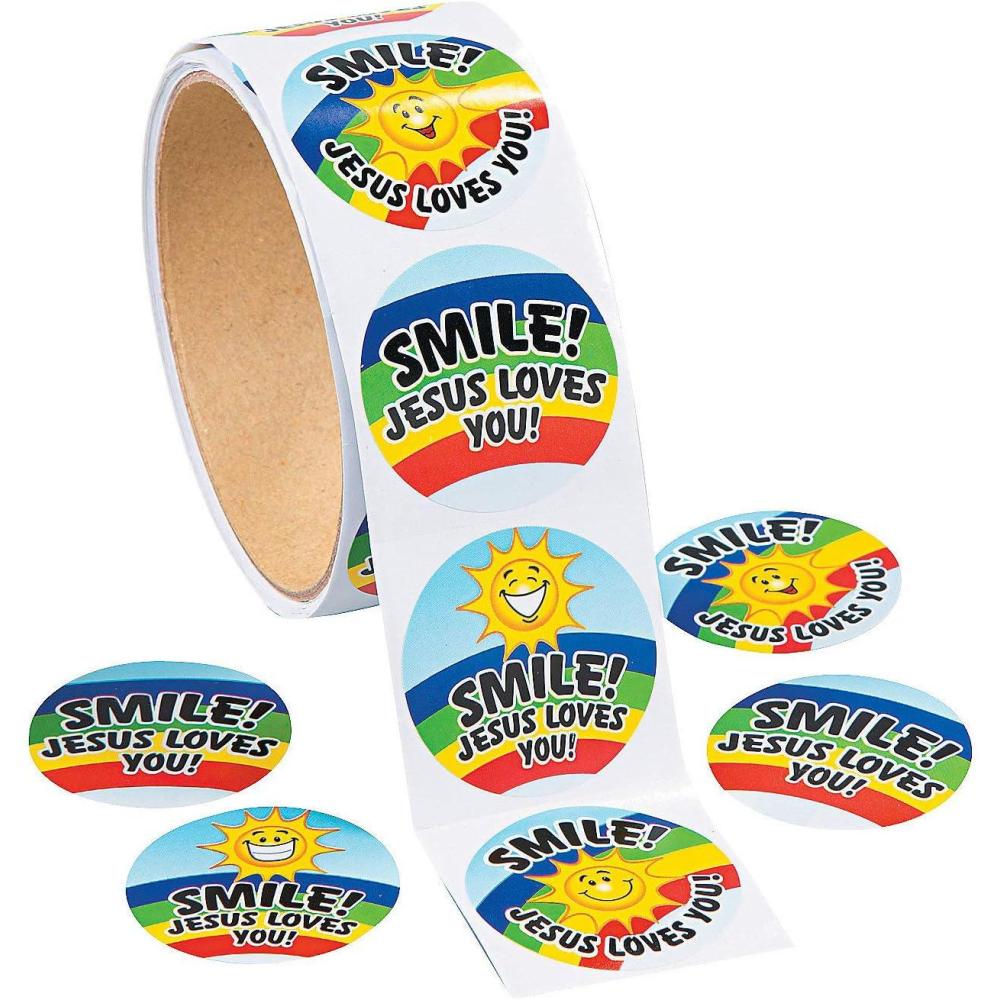 imageSmile Jesus Loves You Stickers  100 Pack  Bible Stickers for Kids  VBS Sunday School Supplies