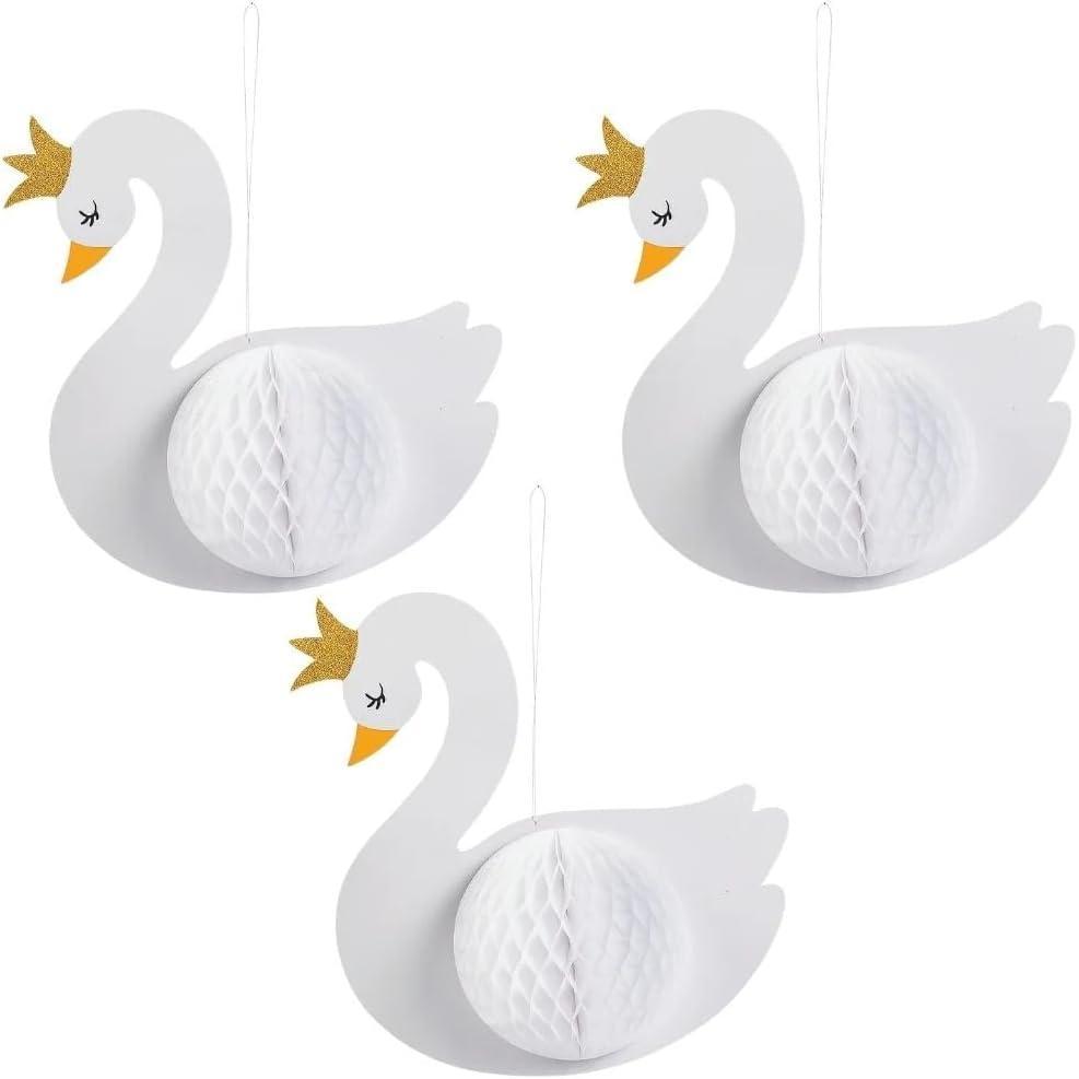 imageSweet Swan Hanging Decor With Tissue  Party Decor  3 Pieces