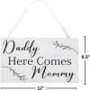 Daddy Here Comes Mommy Wedding Sign – Wood with Ribbon Handle – Ring Bearer Sign and Decor