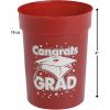 Fun Express 12 Pieces Congrats Grad Plastic Cups for Graduation, 10 oz, BPA Free Plastic, Graduation Party Supplies, Print Tableware, Print Cups, Burgundy