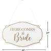 Fun Express Here Comes The Bride Wedding Sign – Elegant Rustic Wooden Design for Wedding Ceremony Aisle Décor – Photo Opportunities Bridal Walk Reception Perfect Wedding Decoration – 1 Piece