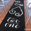 Fun Express The Two Become One Wedding Aisle Runner – White with Black Lettering – Great for Both Modern and Traditional Ceremonies 100 Feet Long(Black)
