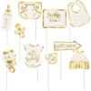 Gold Baby Shower and Gender Reveal Photo Booth Props (10 Piece Set) Party Supplies