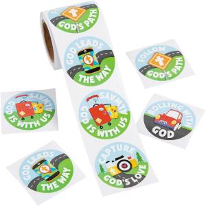 1 1/2″ On The Road VBS Paper Sticker Roll – 100 Pieces, Vacation Bible School Supplies