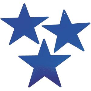 Blue Cardboard Stars – Bulk Set of 12 Large Cutouts, Each is 12 inch Size – Prom, Event and Party Decoration