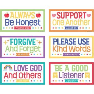 Colorful Bible Classroom Rules Poster Set – 6 Pieces