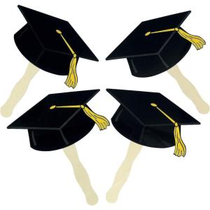 Fun Express – Black Grad Cap Fan (dz) for Graduation – Party Supplies – Favors – Fans – Graduation – 12 Pieces