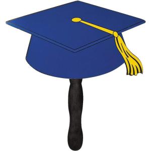 Fun Express – Blue Grad Cap Fan for Graduation – Party Supplies – Favors – Fans – Graduation – 12 Pieces