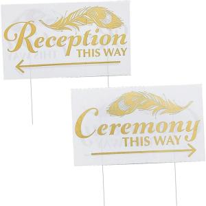 Fun Express 29″ x 17″ Double-Sided Wedding Directional Sign Set (2pc) – Party & Yard Decor, Directional Signs for Weddings, Event Decor, 2 Pieces