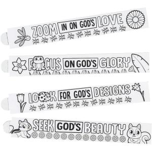 Fun Express 9″ x 1 1/4″ Bulk 50 Pieces Color Your Own Zoom In VBS Bracelets, Vacation Bible School Supplies