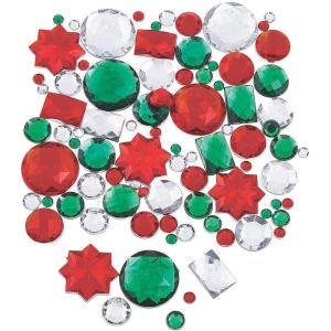 Fun Express Chrisas Christmas Jewel Assortment – Vibrant Holiday Craft Jewels for Kids, DIY Projects, Home Activities & Festive – 100 Pieces