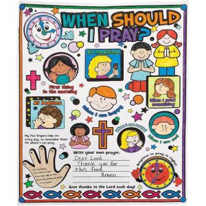 Fun Express Color Your Own When Should I Pray Poster – Bulk set of 30 – Sunday School, VBS and Religious Crafts for Kids