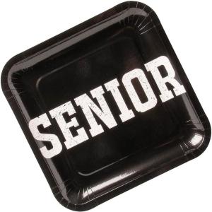 Fun Express Senior Graduation Party Square Paper Dinner Plates Disposable Dinnerware Set for Party – Premium Heavy Duty Dinner Plates – Plates for wedding and Birthda – 25 Pieces