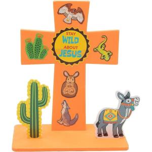Fun Express Southwest VBS Stand-Up Cross Craft Kit – VBS Vacation Bible School Supplies/Decor – Makes 12