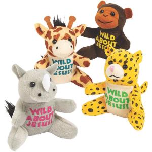 Fun Express Wild About Jesus Plush Safari Animals – Toys – VBS Vacation Bible School Supplies/Decor – 12 Pieces