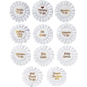 Gold & White Baby Shower Badges – 12 Pieces
