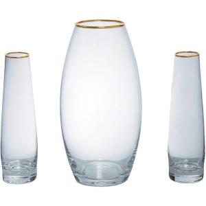 Sand Ceremony Cylinder Set W/Gold Trim – Home Decor – 3 Pieces