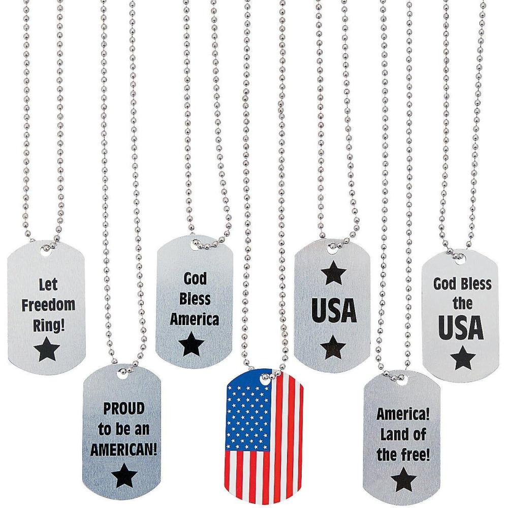 imageFun Express  Patriotic Printed Dog Tag Necklaces for Fourth of July  Jewelry  Necklaces  Dog Tag Necklaces  Fourth of July  12 Pieces