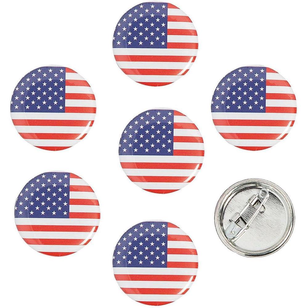 imageFun Express 1quot Bulk 48 Pieces Mini Patriotic USA Flag Round Metal Buttons